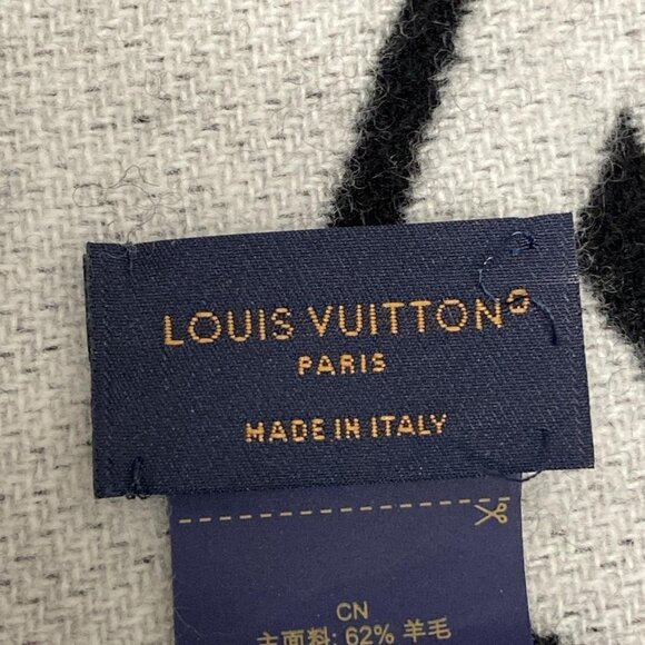 Auth LOUIS VUITTON Lock and Key M92855 Black White Monogram - AO3234 Scarf Wool - Picture 6 of 8
